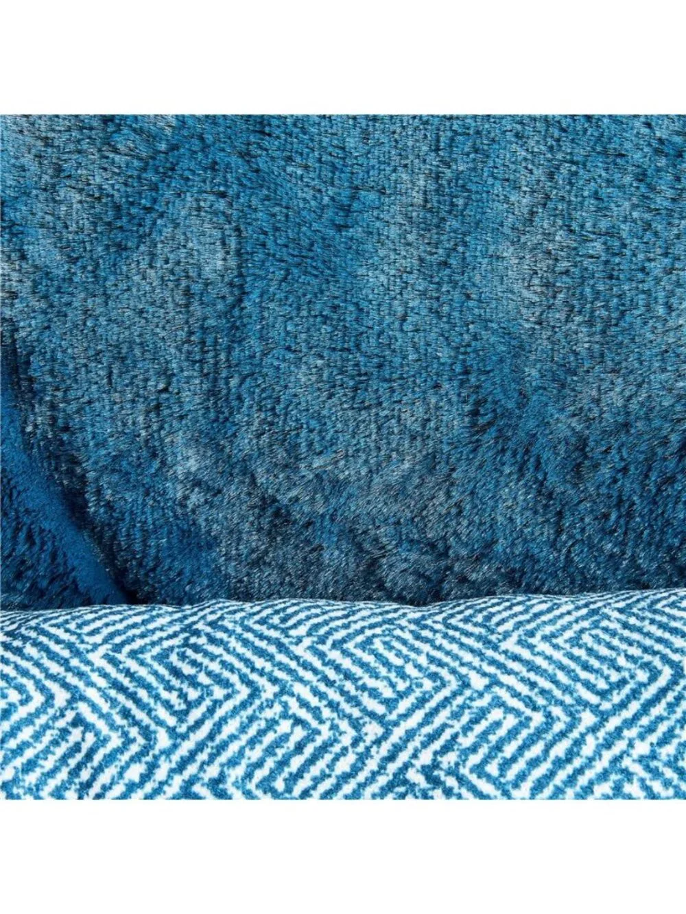 Large Flannel Waffle Texture Bolster Cat or Dog Bed Blue 27